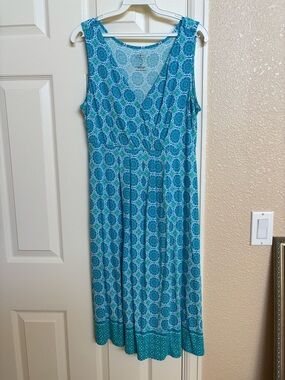 St. John's Bay Teal and Blue Sleeveless Flowy Dress